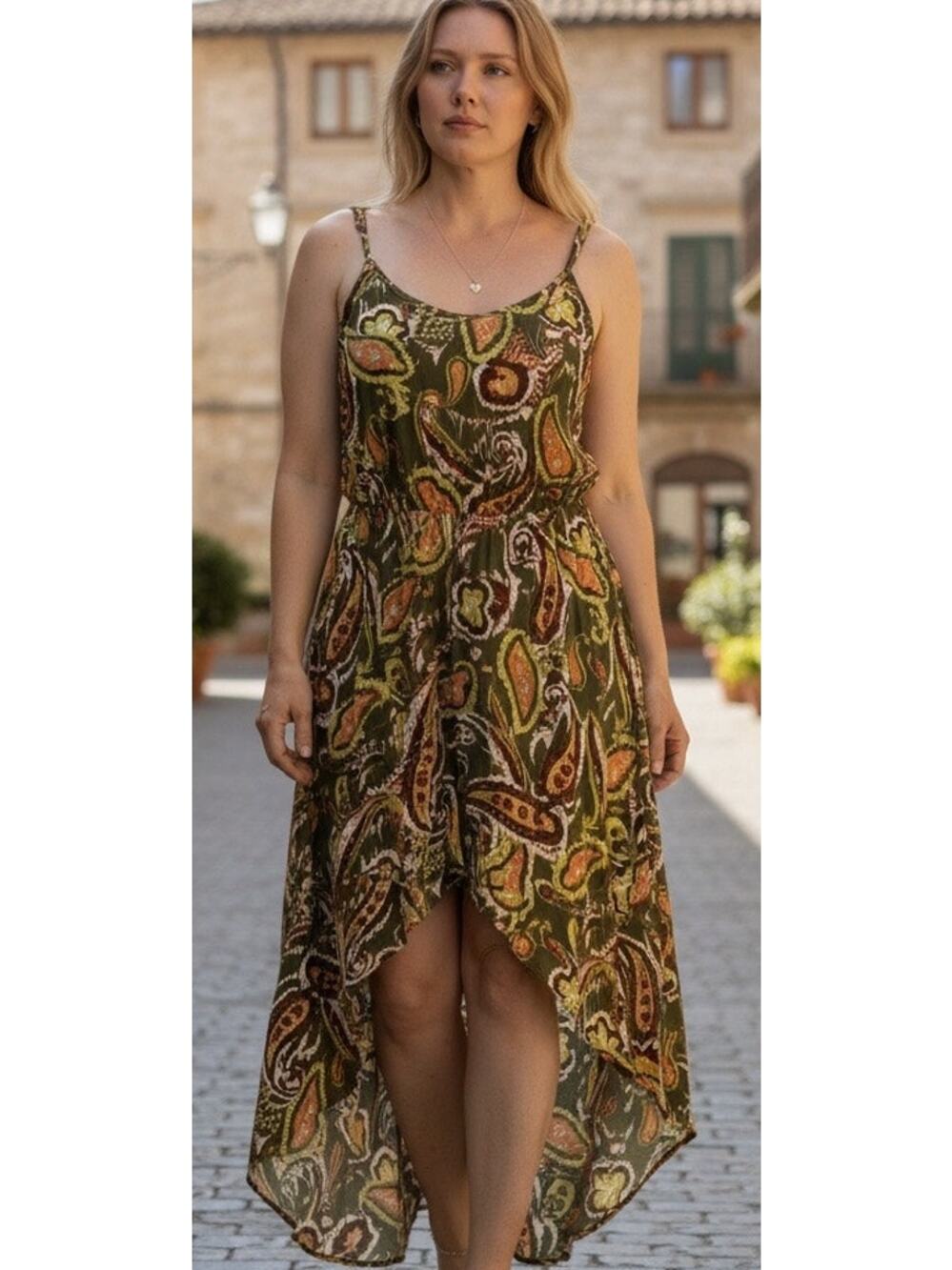 Earthbound Trading Paisley Print Maxi Dress with built in romper